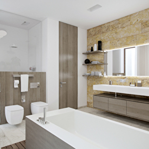 Kupatilo sa kamenom teksturom